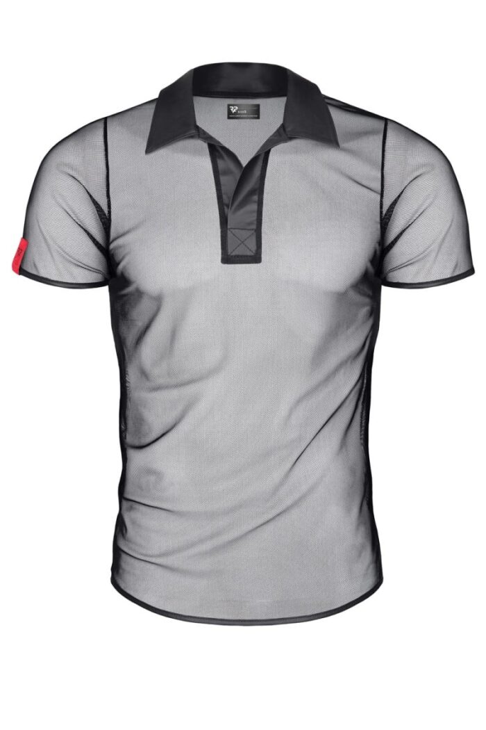 Regnes Fetish Planet - Roberto - Mesh poloskjorte med wetlook detaljer