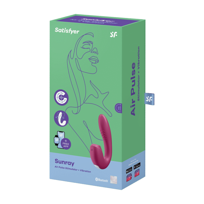 Satisfyer - Sunray - Trykkbølgevibrator med APP - Berry Rød