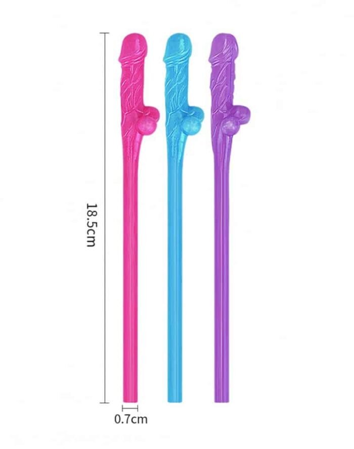 Love Toy - Multicolor Willy Straws - Fargerike Sugerør
