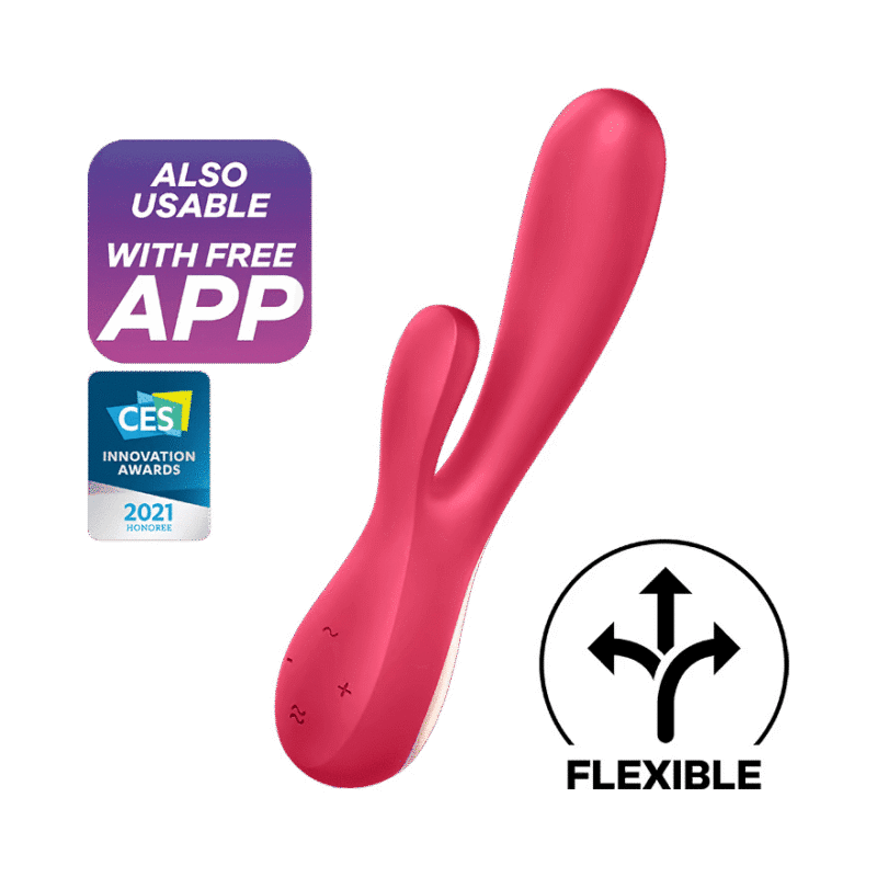 Satisfyer Mono Flex - Rabbitvibrator med app - Red berry