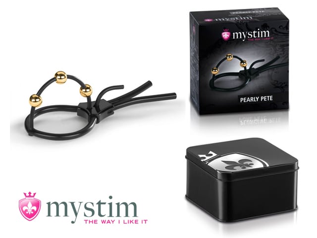 Mystim - Pearly Pete - Corona Strap med gullkuler