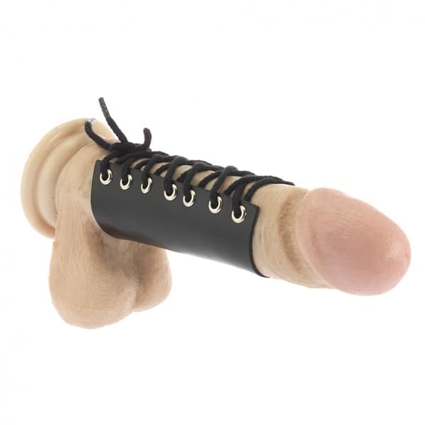 Rimba - Penis tube - i sort lær med snøring