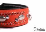 Avalon - QUEST - Collar med spisse nagler og strass - Rød og sort