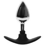 BQS - Metall Buttplug med Avlang Silikonstopper - Medium