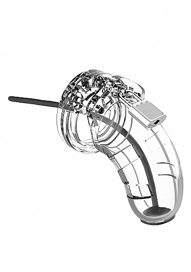 Man Cage - Model 15 - Kuklås 3,5" med Penisplugg - Transparent