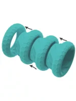 You2Toys - 3 in 1 Cock & Ball Ring Sett med Bumperfunksjon - Turkis - Bilde 5