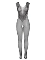 Gnist Undertøy - Netting Catsuit med Blomstermønster – Sort - Bilde 6