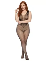 Gnist Undertøy - Netting Catsuit med Blomstermønster – Sort - Bilde 5