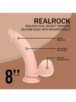 Realrock - Dual Density Vibrator Dildo with Weighted Balls - 8"/20,3 cm - Beige - Bilde 9
