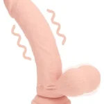 Realrock - Dual Density Vibrator Dildo with Weighted Balls - 8"/20,3 cm - Beige