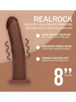 Realrock - Dual Density Vibrator Dildo med Sugekopp - 8"/20,3cm - Brun - Bilde 6