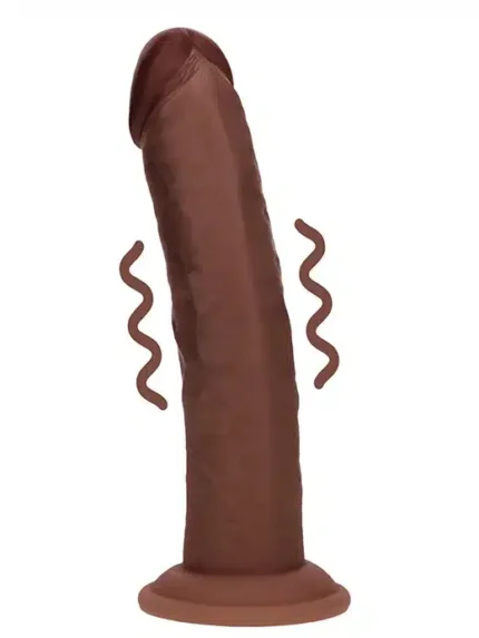 Realrock - Dual Density Vibrator Dildo med Sugekopp - 8"/20,3cm - Brun