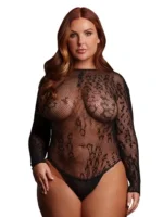 Le Désir – Leopardmønstret body med åpent skritt - Queen Size